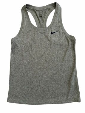 Nike Gray Racerback Dri Fit Tank Top Womens Size S Athletic Gym Workout Swoosh